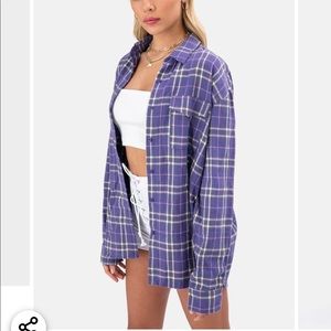 Purple Oversized Plaid Shirt